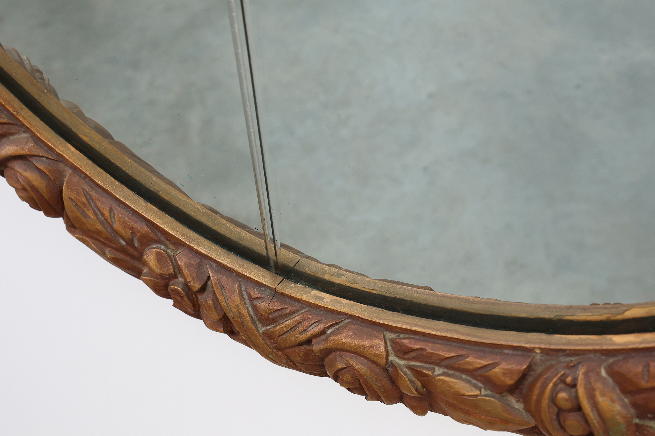 French oval gilded oak  carved art deco mirror, ca. 1925thumbnail